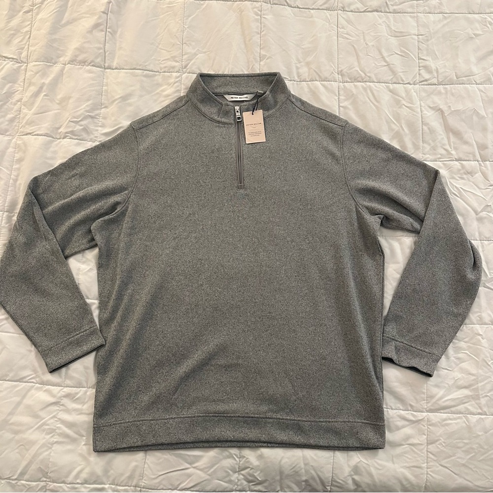 Peter Millar Crown Sweater Fleece Quarter-Zip | Men’s 2XL | Gale Gray | New